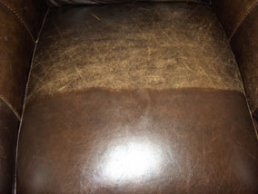 Leather half restored using Leather Balm